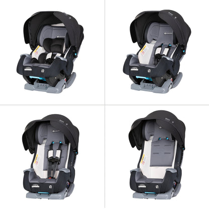 Baby Trend Cover Me 4 in 1 Convertible Car Seat with Adjustable Canopy, Black