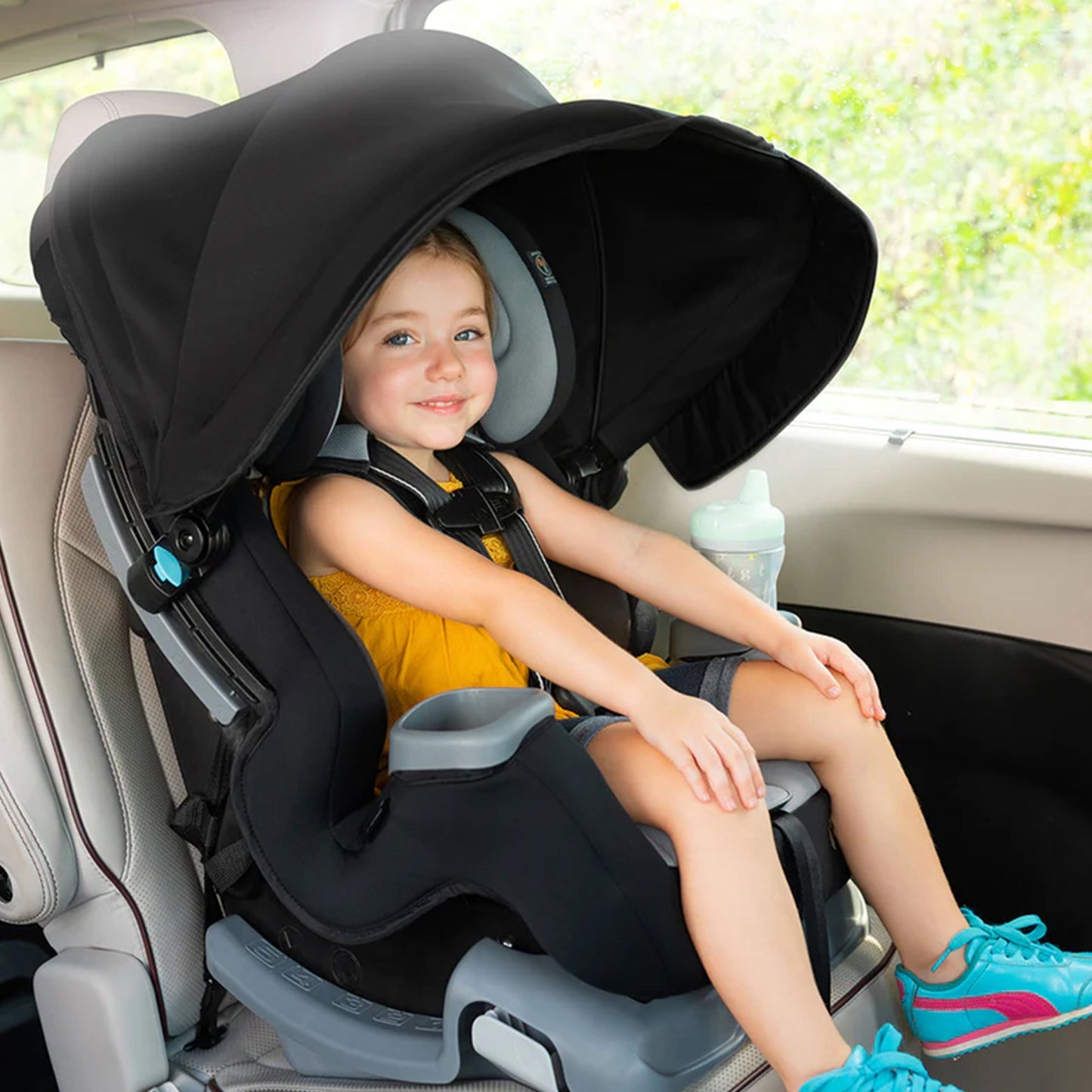Baby Trend Cover Me 4 in 1 Convertible Car Seat with Adjustable Canopy, Black