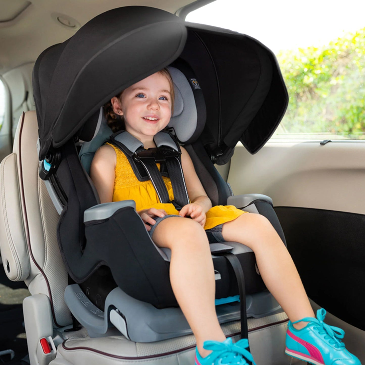 Baby Trend Cover Me 4 in 1 Convertible Car Seat with Adjustable Canopy, Black