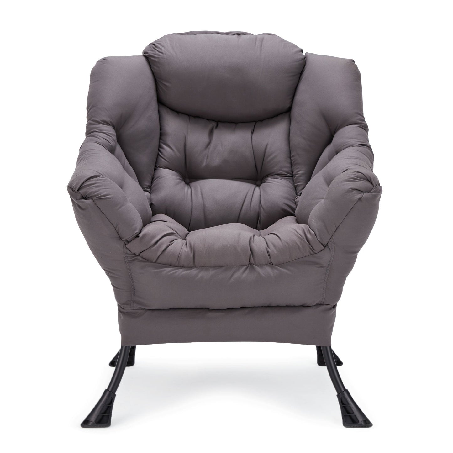 JOMEED Modern Plush Fabric Lazy Accent Chair with Armrests and Side Pocket, Grey