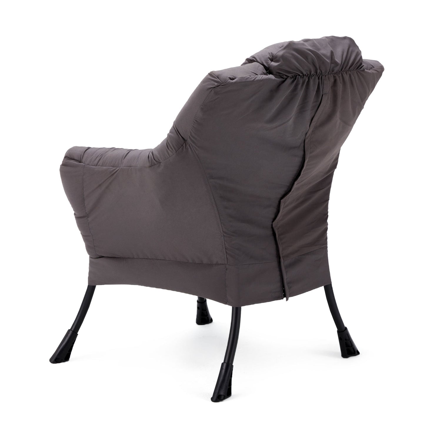 JOMEED Modern Plush Fabric Lazy Accent Chair with Armrests and Side Pocket, Grey