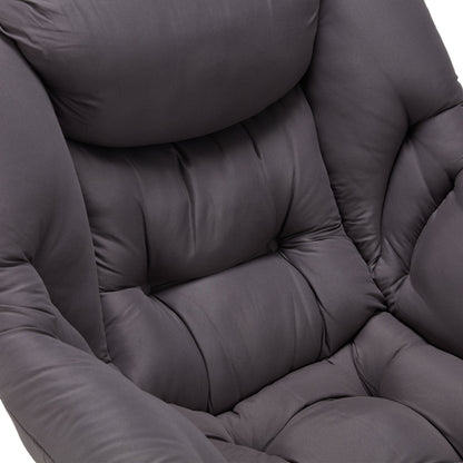 JOMEED Modern Plush Fabric Lazy Accent Chair with Armrests and Side Pocket, Grey