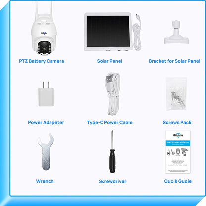 Hiseeu 3MP Outdoor Solar Powered Wireless Security Camera w/ Color Night Vision