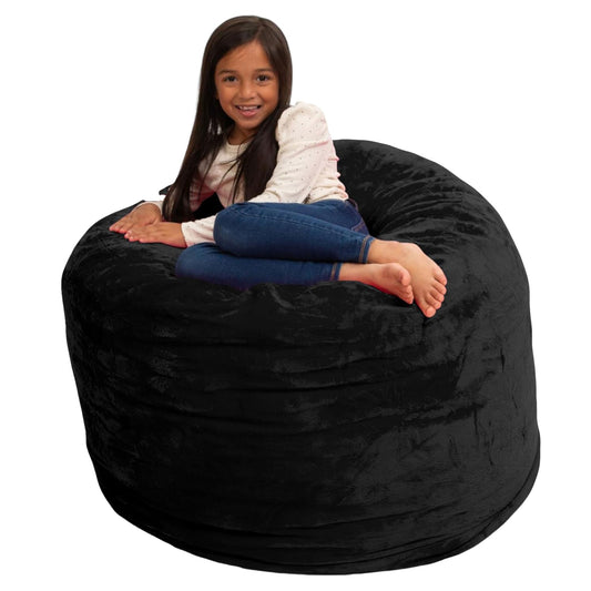 Ultimate Sack 3ft Bean Bag Chair, Oversized Indoor Comfy Lounger, Black Suede