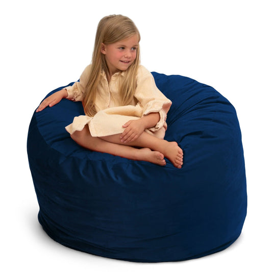 Ultimate Sack 3ft Bean Bag Chair, Oversized Indoor Comfy Lounger, Navy Suede