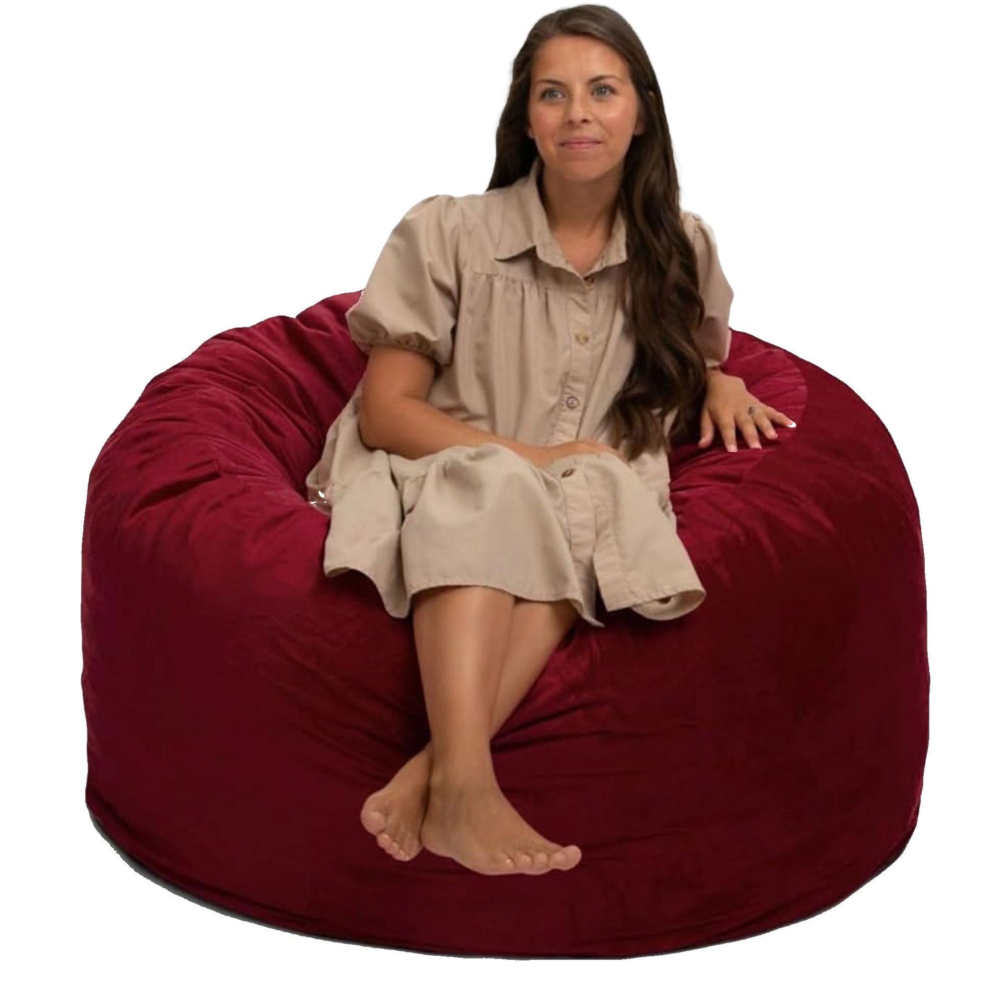 Ultimate Sack 4ft Bean Bag Chair, Oversized Indoor Comfy Lounger, Burgundy Suede