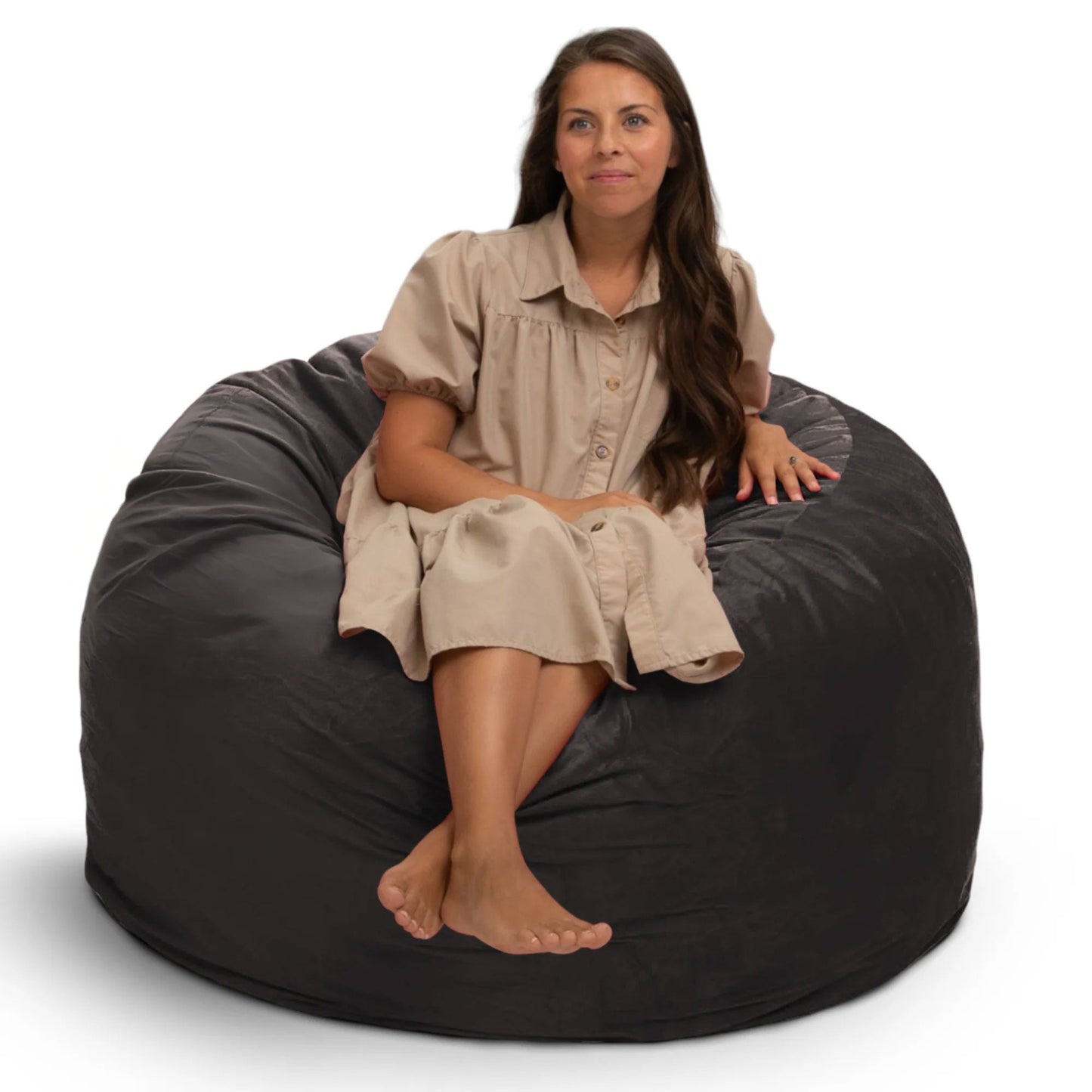 Ultimate Sack 4ft Bean Bag Chair, Oversized Indoor Comfy Lounger, Grey Suede