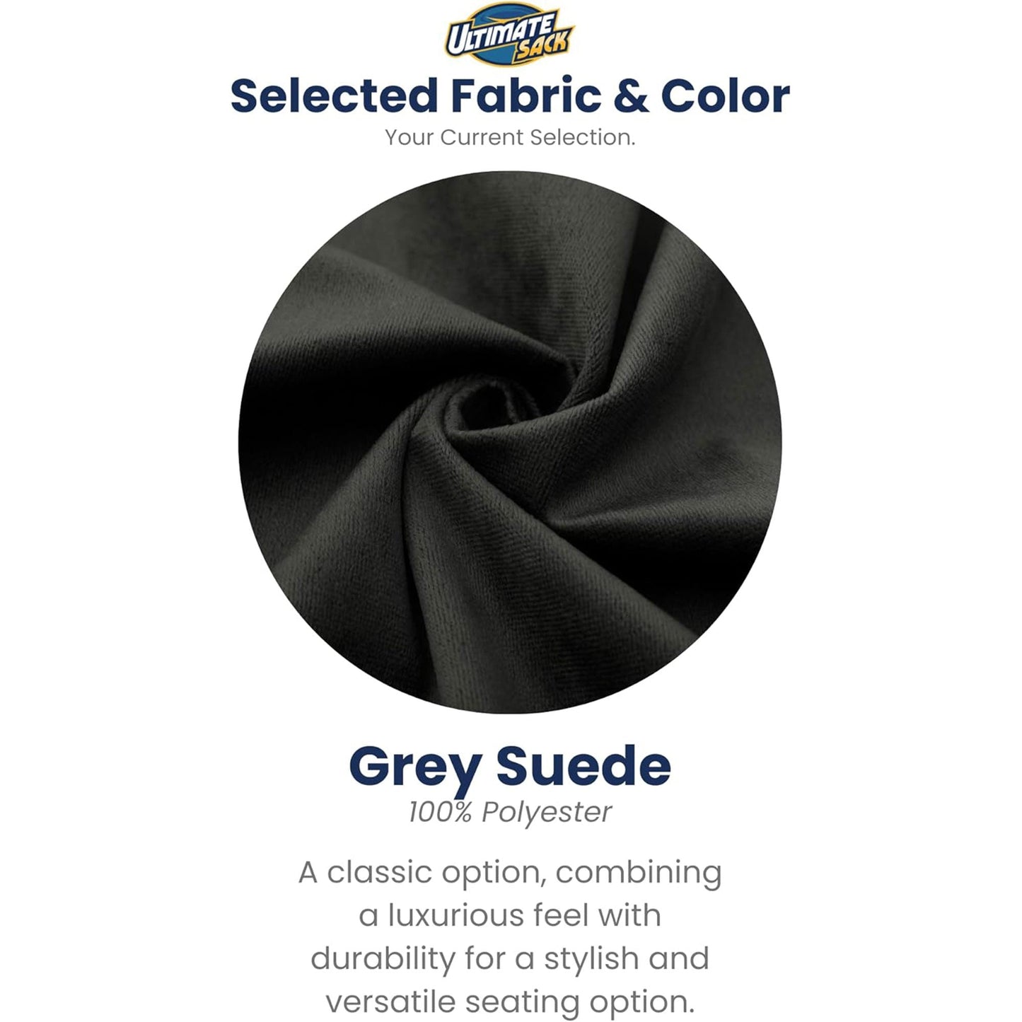 Ultimate Sack 4ft Bean Bag Chair and Footstool, Oversized Lounger, Grey Suede