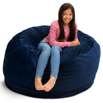 Ultimate Sack 4ft Bean Bag Chair, Oversized Indoor Comfy Lounger, Navy Suede