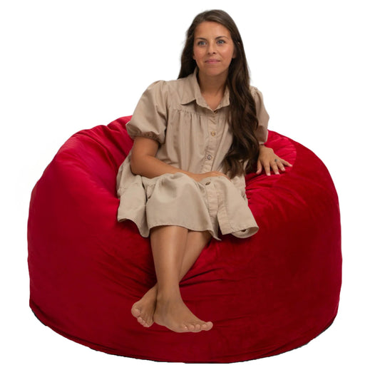 Ultimate Sack 4ft Bean Bag Chair, Oversized Indoor Comfy Lounger, Red Suede