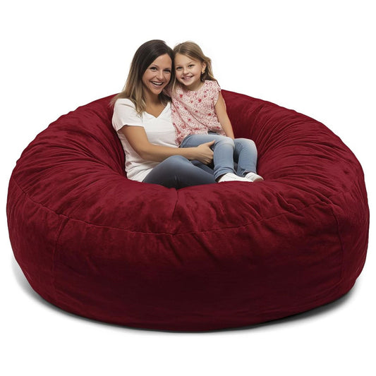 Ultimate Sack 5ft Bean Bag Chair, Oversized Indoor Comfy Lounger, Burgundy Suede