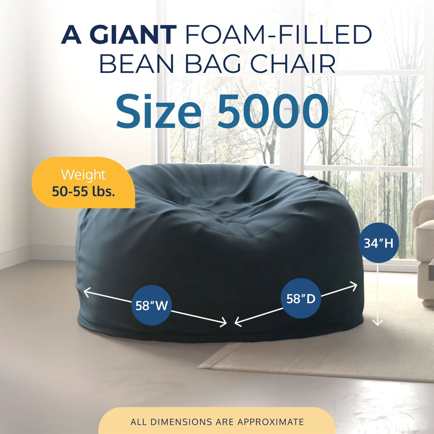 Ultimate Sack 5ft Bean Bag Chair and Footstool, Oversized Lounger, Cloud Suede