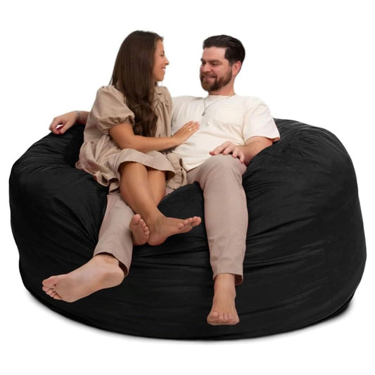 Ultimate Sack 6ft Bean Bag Chair, Oversized Indoor Comfy Lounger, Black Suede