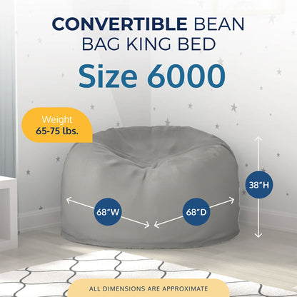 Ultimate Sack 6ft Bean Bag Chair, Oversized Indoor Comfy Lounger, Ivory Fur