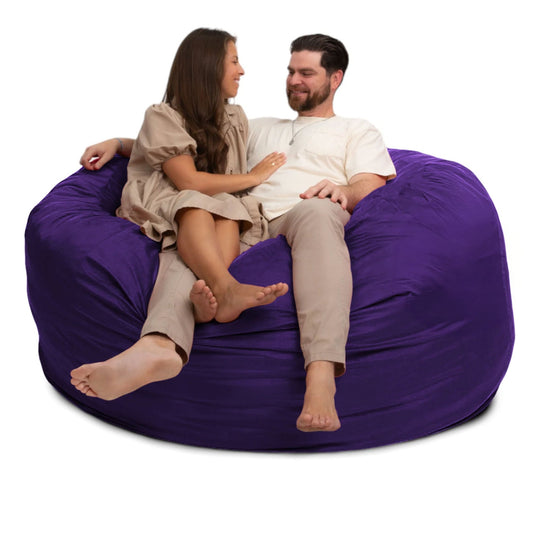 Ultimate Sack 6ft Bean Bag Chair, Oversized Indoor Comfy Lounger, Purple Suede