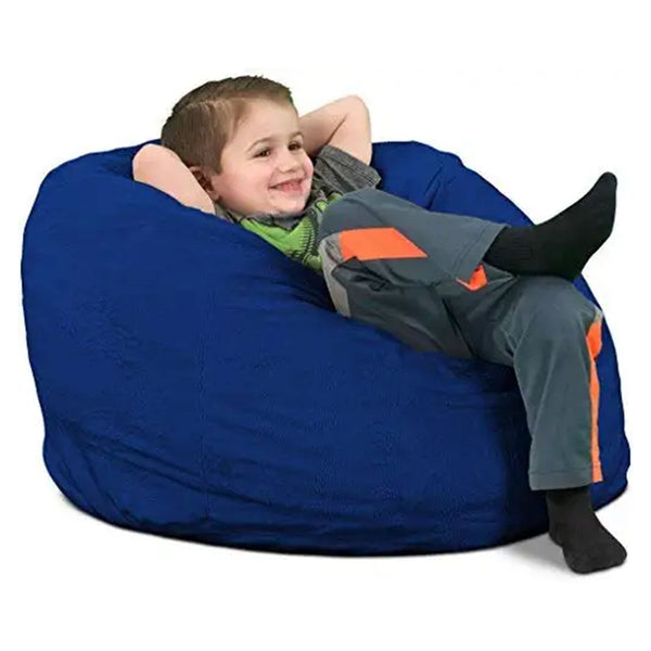 Ultimate Sack Kids Bean Bag Chair, Oversized Indoor Comfy Lounger, Blue Suede
