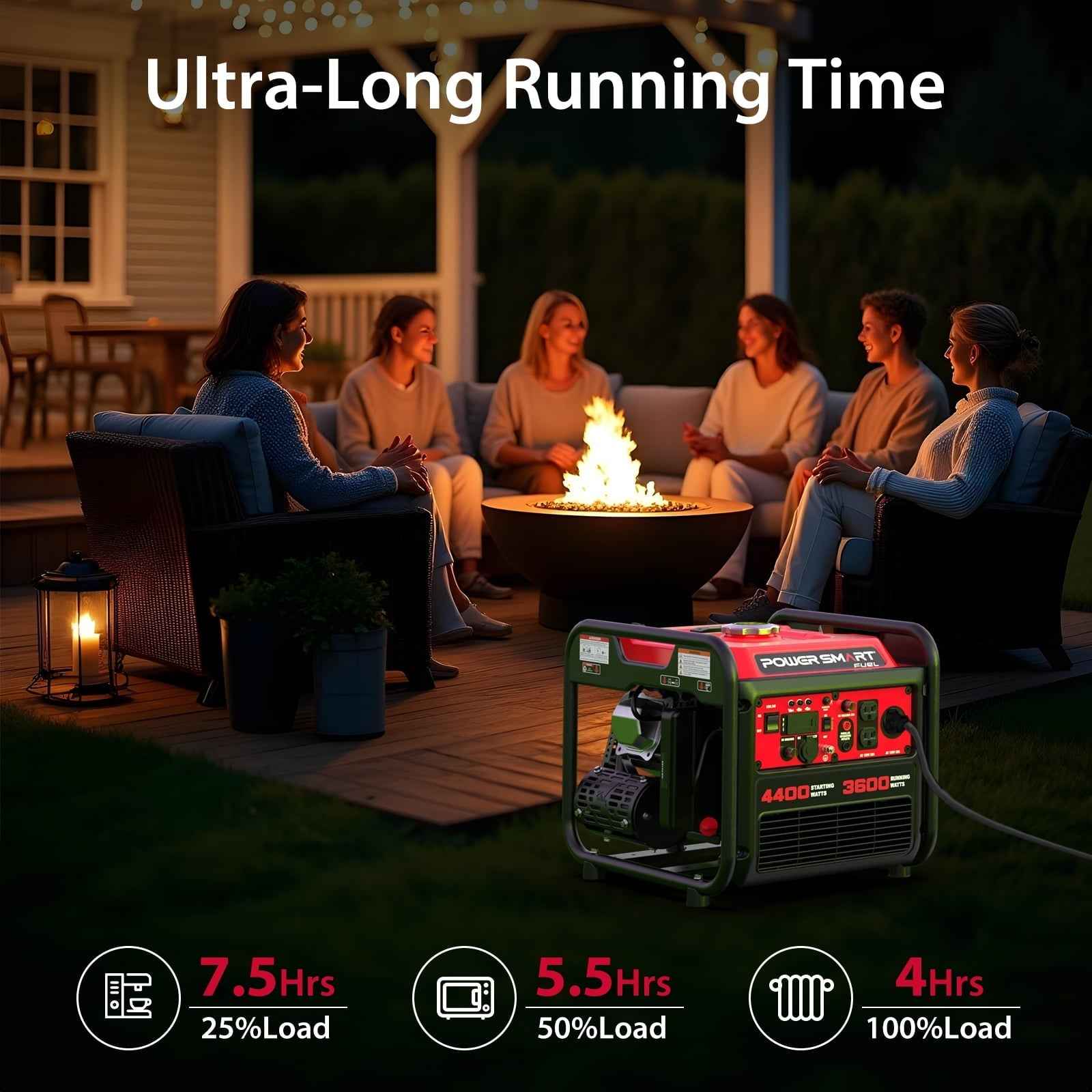 PowerSmart 4400-Watt Powered for Outdoor and Home Use, EPA Compliant Gas Portable Inverter Generator