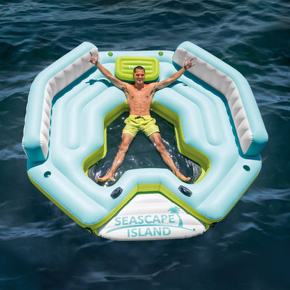 Intex Seascape Island Inflatable Water Lounge with Built In Cooler and Backrests for Adults