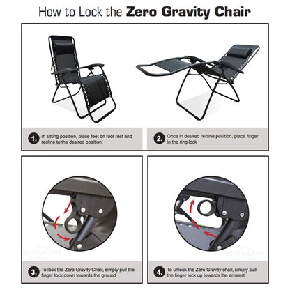 Caravan Sports Zero Gravity Outdoor Folding Camping Patio Lounge Chair, Blue