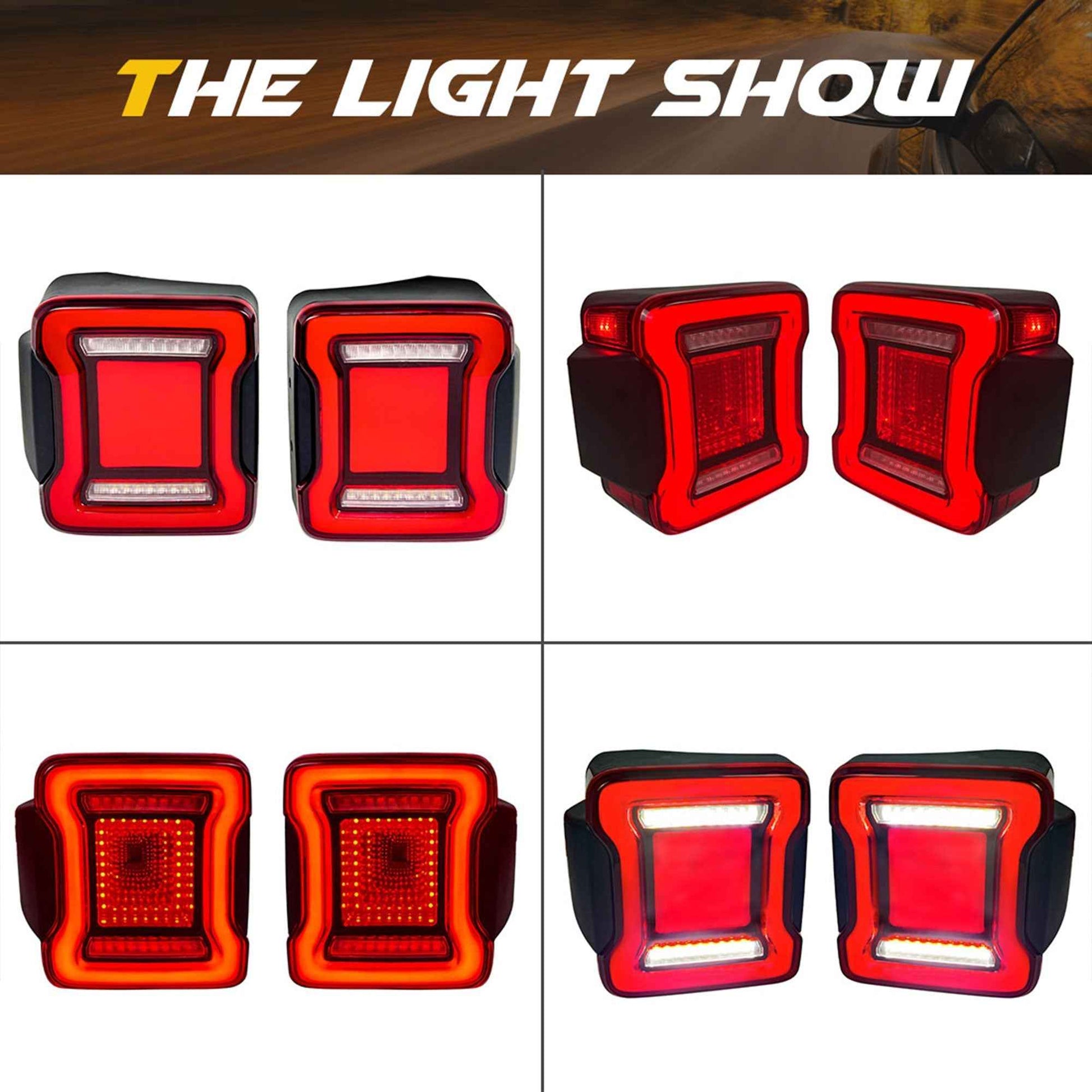 AMERICAN MODIFIED Red Lens V2 Tunnel Tail Lights for 2018-2023 Jeep Wrangler JL