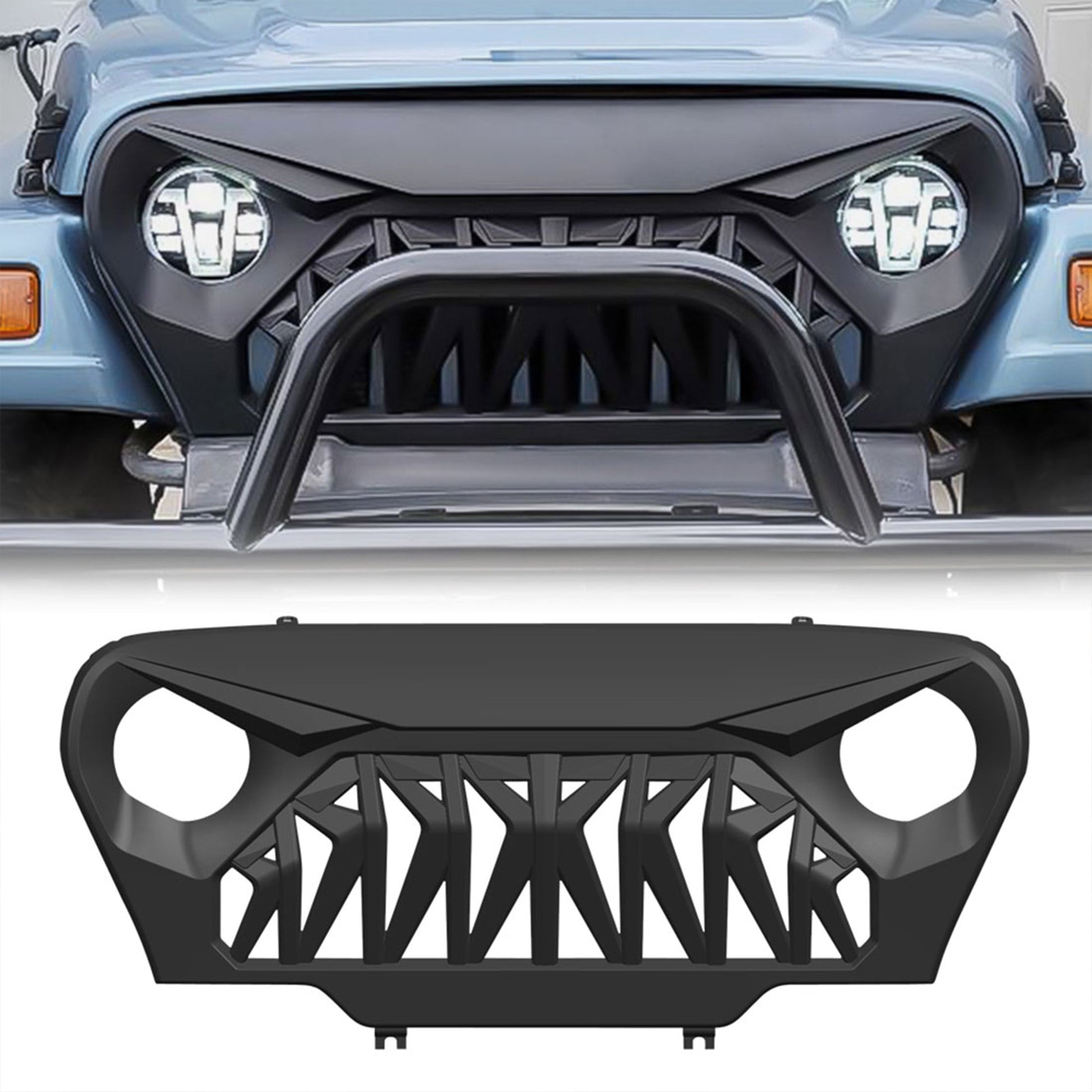 AMERICAN MODIFIED Shark Grille Compatible w/ 1997-2006 Jeep Wrangler TL or LJ - Find Fresh Goods