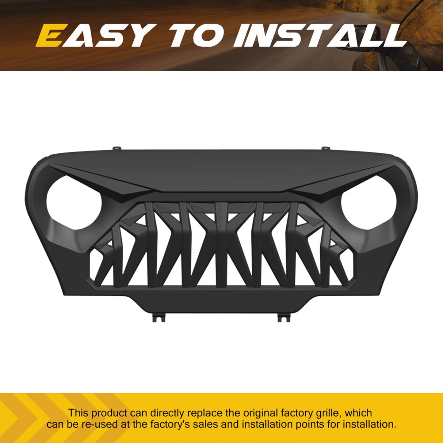 AMERICAN MODIFIED Shark Grille Compatible w/ 1997-2006 Jeep Wrangler TL or LJ - Find Fresh Goods
