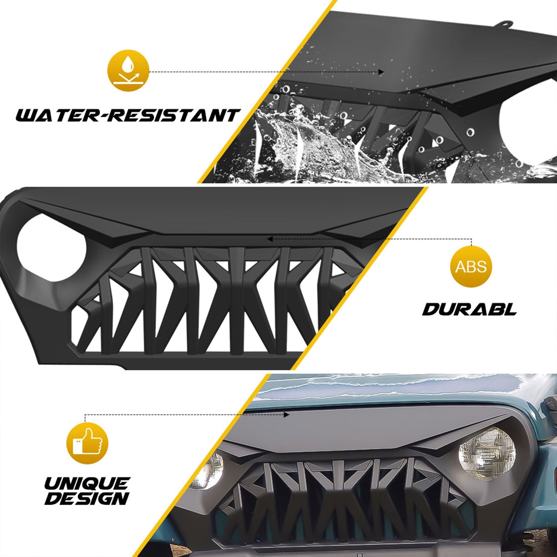 AMERICAN MODIFIED Shark Grille Compatible w/ 1997-2006 Jeep Wrangler TL or LJ - Find Fresh Goods