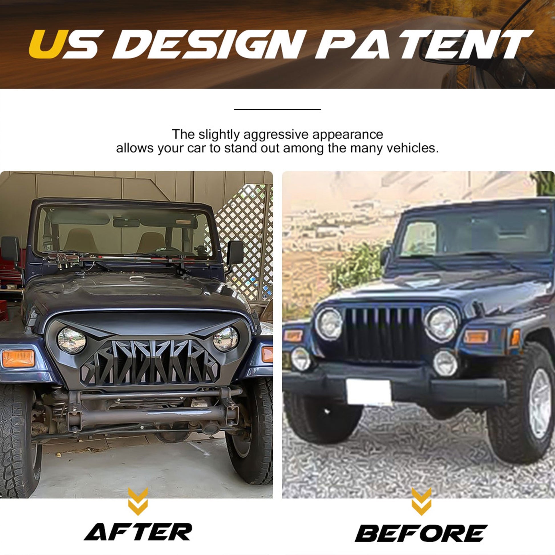 AMERICAN MODIFIED Shark Grille Compatible w/ 1997-2006 Jeep Wrangler TL or LJ - Find Fresh Goods