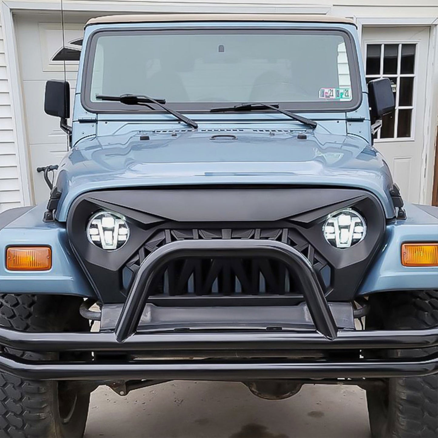 AMERICAN MODIFIED Shark Grille Compatible w/ 1997-2006 Jeep Wrangler TL or LJ - Find Fresh Goods