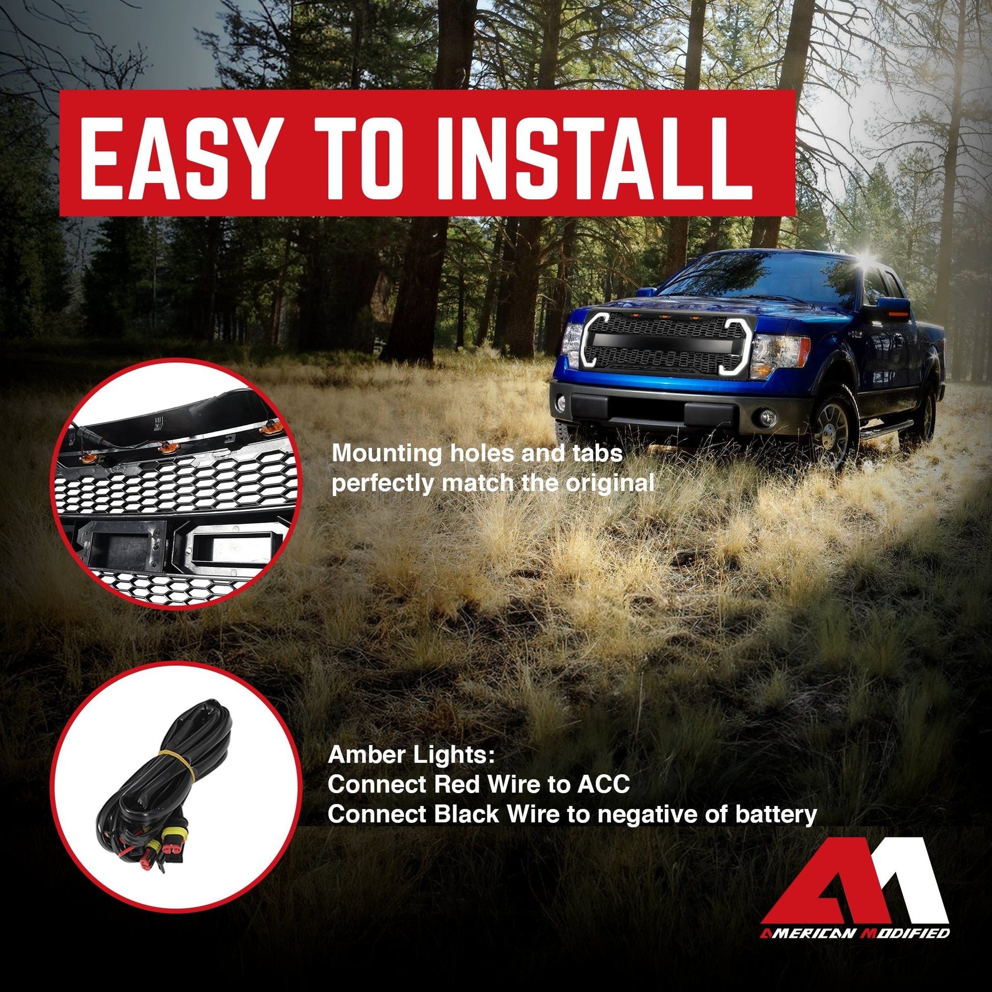 AMERICAN MODIFIED Raptor Style Mesh Grille w/Turn Lights for 2009-2014 Ford F150 - Find Fresh Goods