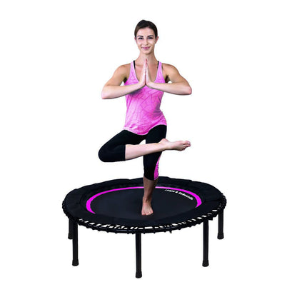 LEAPS & REBOUNDS 48" Mini Fitness Trampoline & Rebounder Gym Equipment, Pink