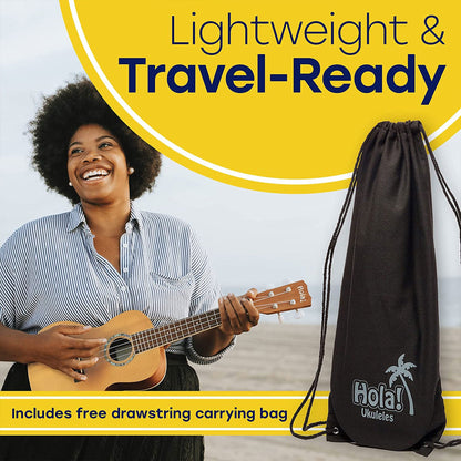 Hola! Music Color Series Soprano Ukulele Set with Tote Bag, Strap, & Picks, Blue