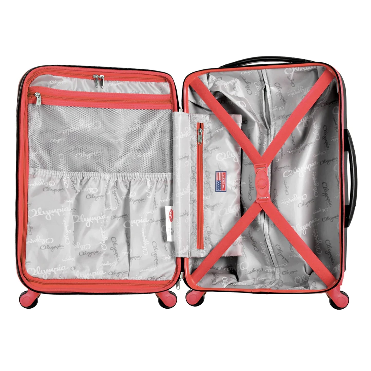 Olympia Apache II Hardcase 4 Wheel Spinner Suitcase 3 Piece Luggage Set, Red - Find Fresh Goods