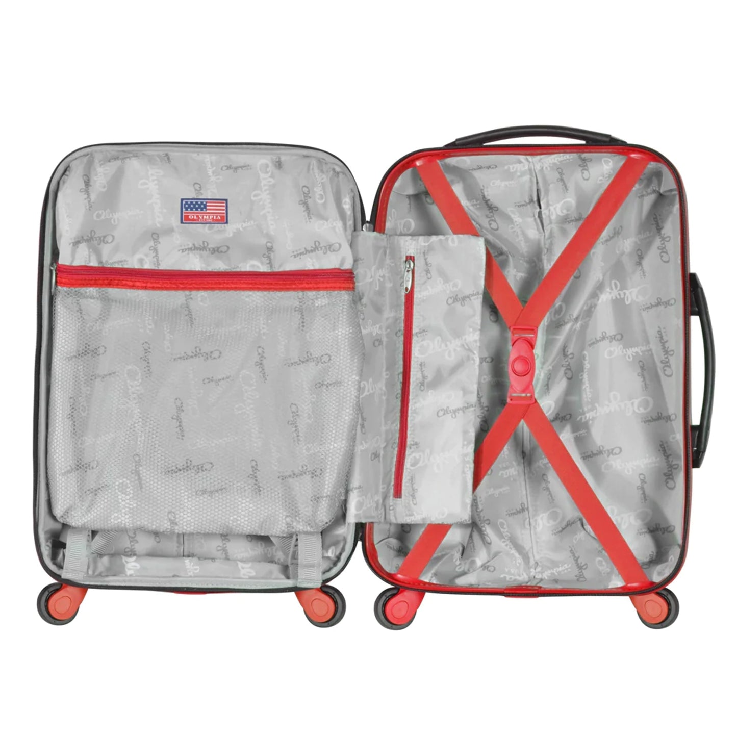 Olympia Apache II Hardcase 4 Wheel Spinner Suitcase 3 Piece Luggage Set, Red - Find Fresh Goods