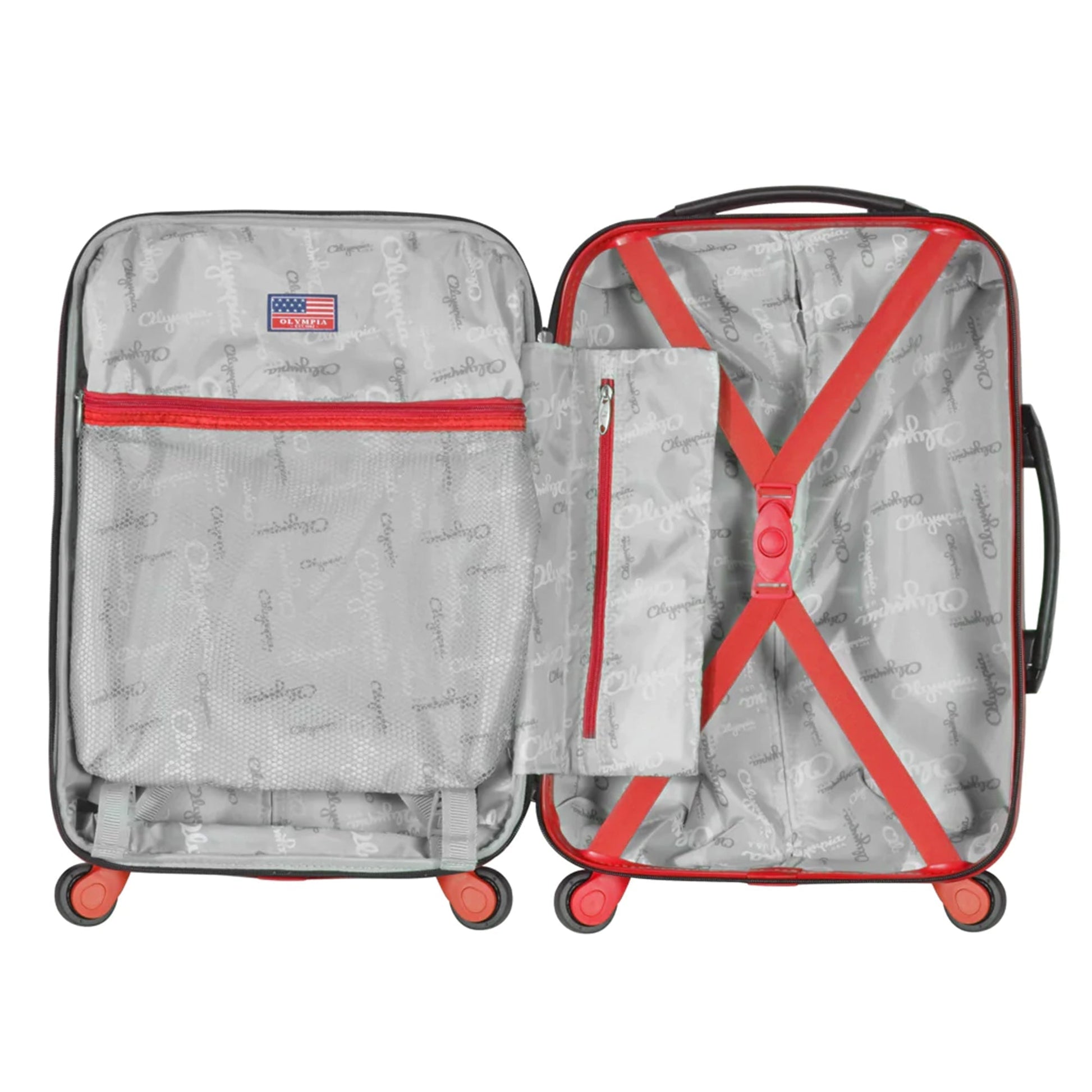 Olympia Apache II Hardcase 4 Wheel Spinner Suitcase 3 Piece Luggage Set, Red - Find Fresh Goods