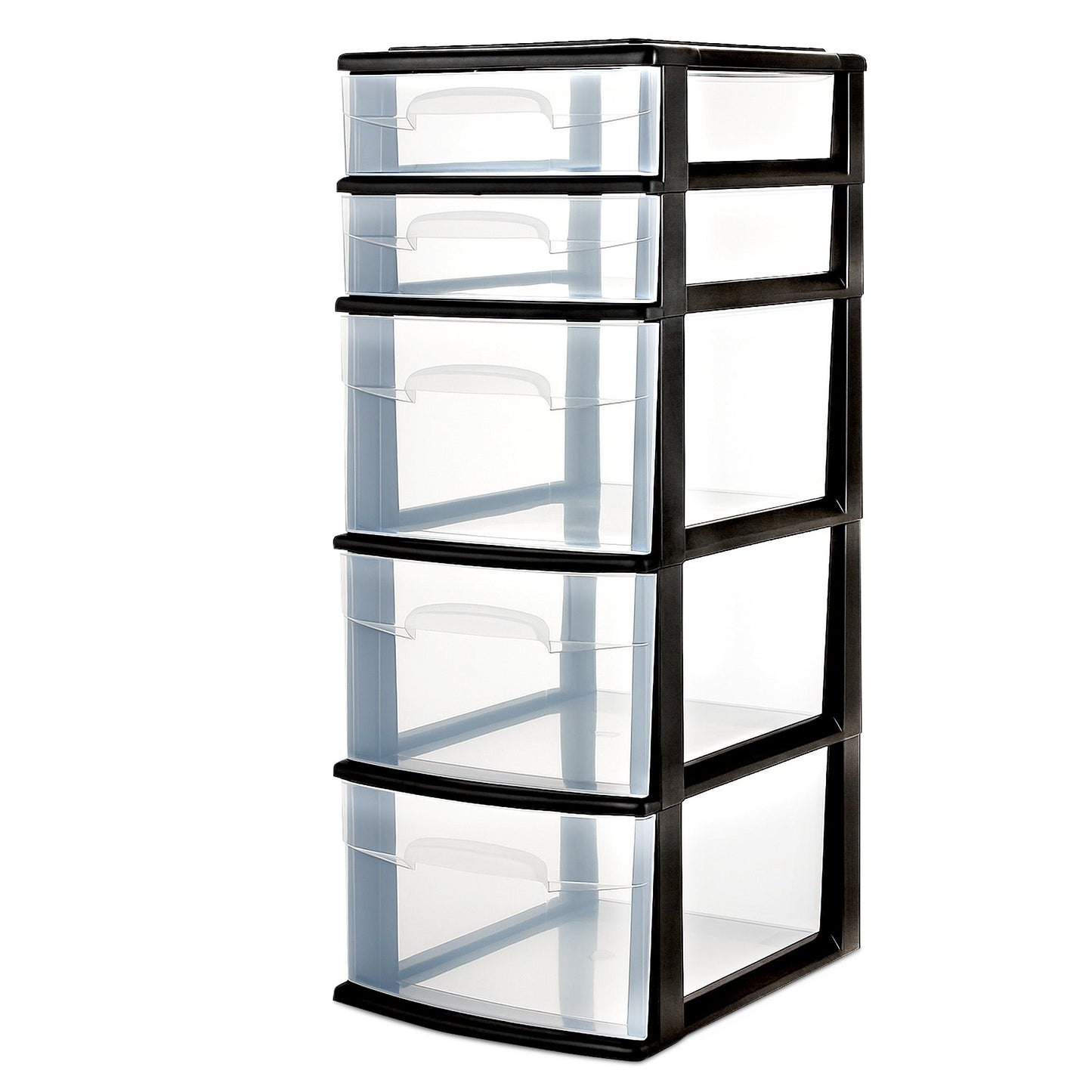 Homz Plastic 5 Drawer Home Storage Container TowerCloset Organizer, Black Frame