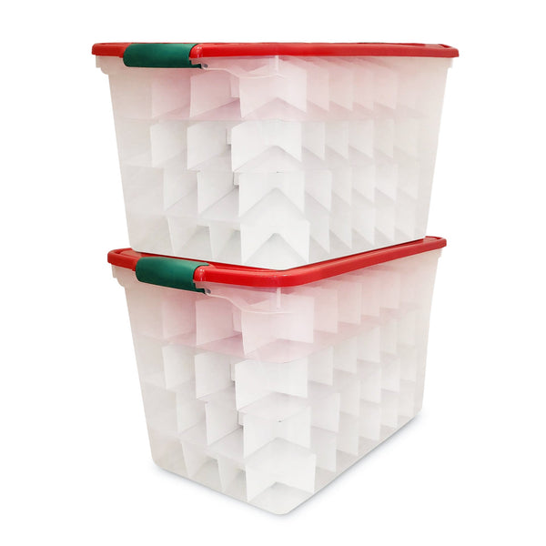 Homz 112 Qt Latching Holiday Plastic Storage Container Tote Box, Clear (2 Pack)