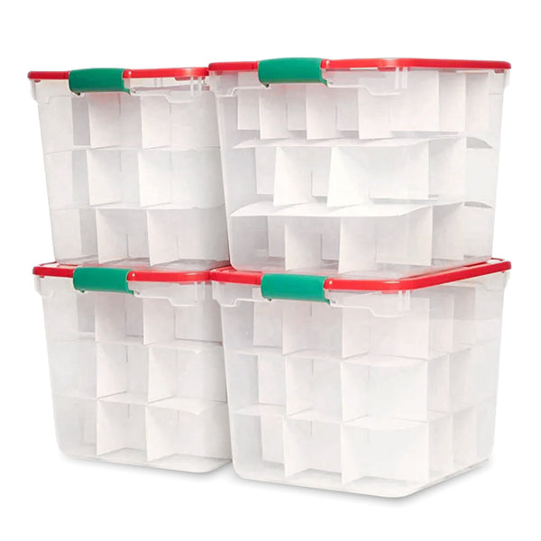 HOMZ 31 Qt Holiday Clear Plastic Storage Container w/ Latching Handles (4 Pack)