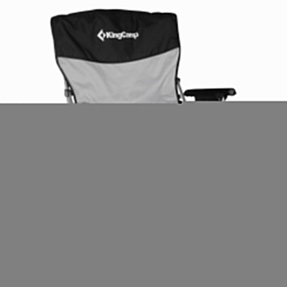 KingCamp Padded Outdoor Camping Lounge Chair with Cupholder & Pocket, Black/Grey
