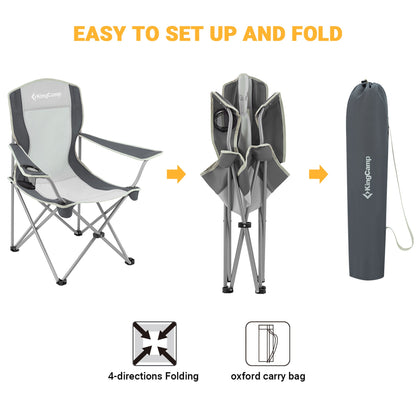 KingCamp Lightweight Folding Outdoor Camping Chair with Cupholder, Black/Grey