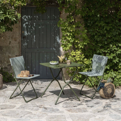 Lafuma Balcony II Colorblock Steel Square Folding Outdoor Patio Table, Moss