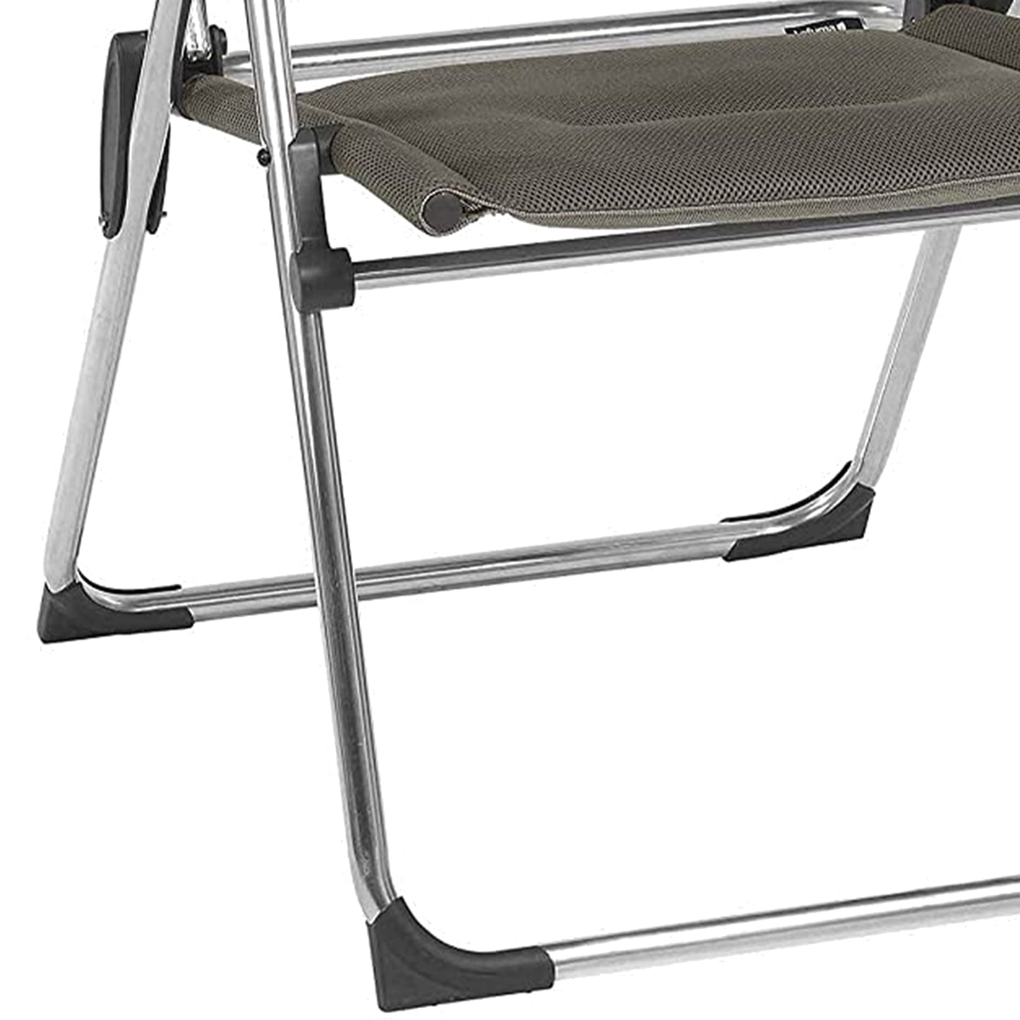 Lafuma Alu Cham Padded Foldable Camping Mesh Sling Reclining Armchair, Taupe
