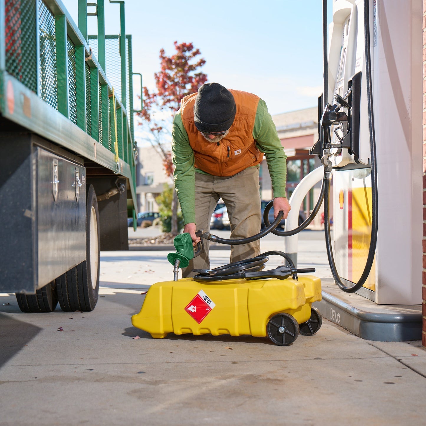 Scepter Flo N' Go Duramax 14 Gal Diesel Fuel Tank Container Caddy & Pump, Yellow - Find Fresh Goods