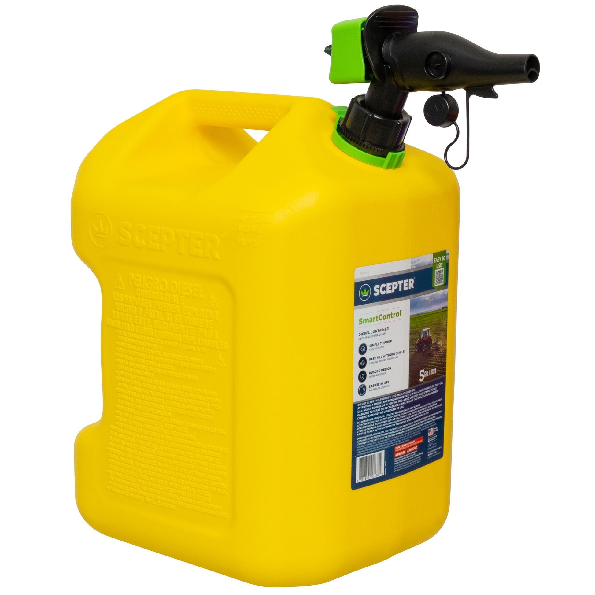 Scepter SmartControl Rear Handle Diesel Gas Container Jug, 5 Gal/18.9L, Yellow - Find Fresh Goods