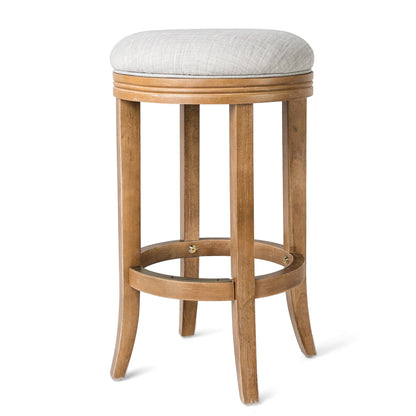 Maven Lane Eva Counter Stool in Weathered Oak Finish w/ Sand Color Fabric Upholstery