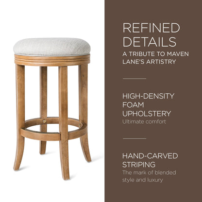 Maven Lane Eva Counter Stool in Weathered Oak Finish, Sand Color, Set of 4