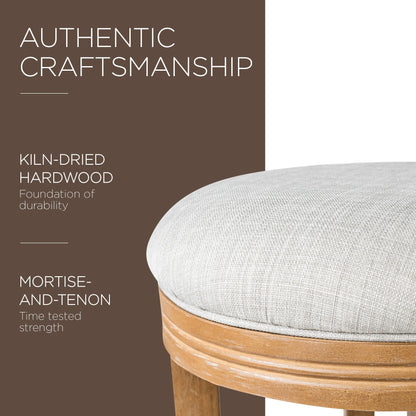 Maven Lane Eva Counter Stool in Weathered Oak Finish, Sand Color, Set of 4