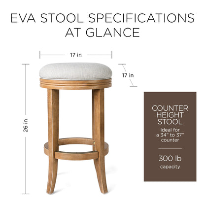 Maven Lane Eva Counter Stool in Weathered Oak Finish, Sand Color, Set of 4