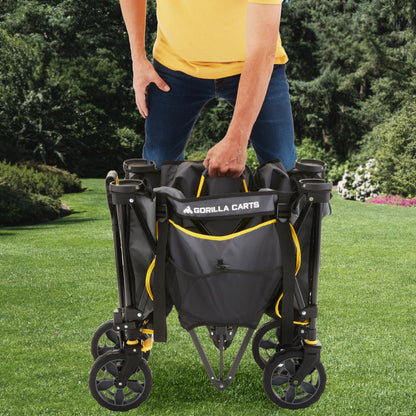 Gorilla Carts 7 Cubic Feet Foldable Utility Beach Wagon with Oversized Bed, Gray