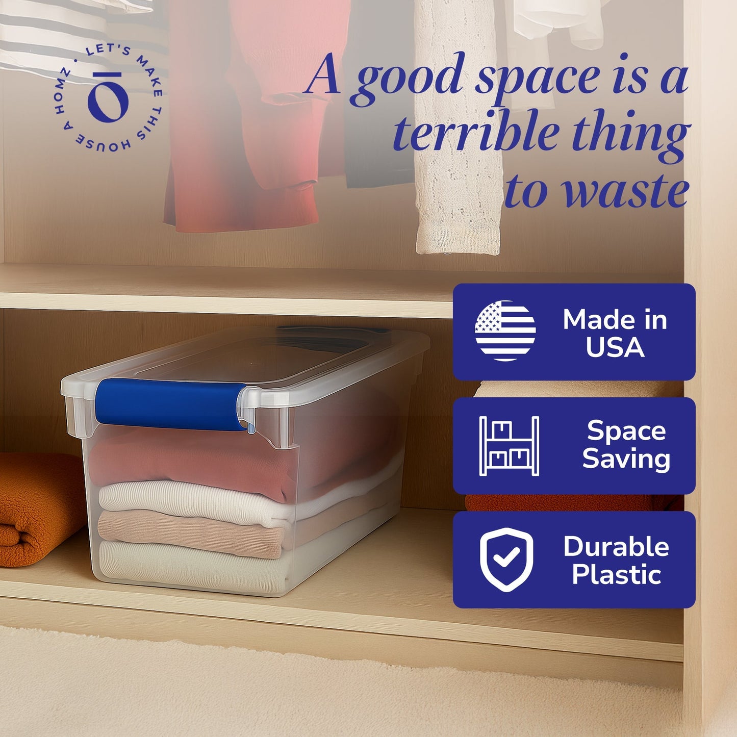 Homz 7.5 Quart Secure Latching Clear Plastic Stackable Storage Container,10 Pack